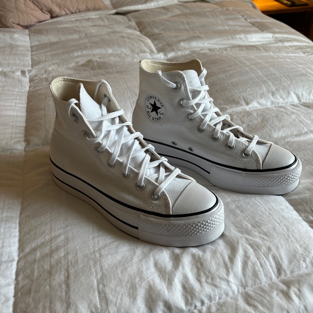 White High Top Platform Converse - NEVER WORN